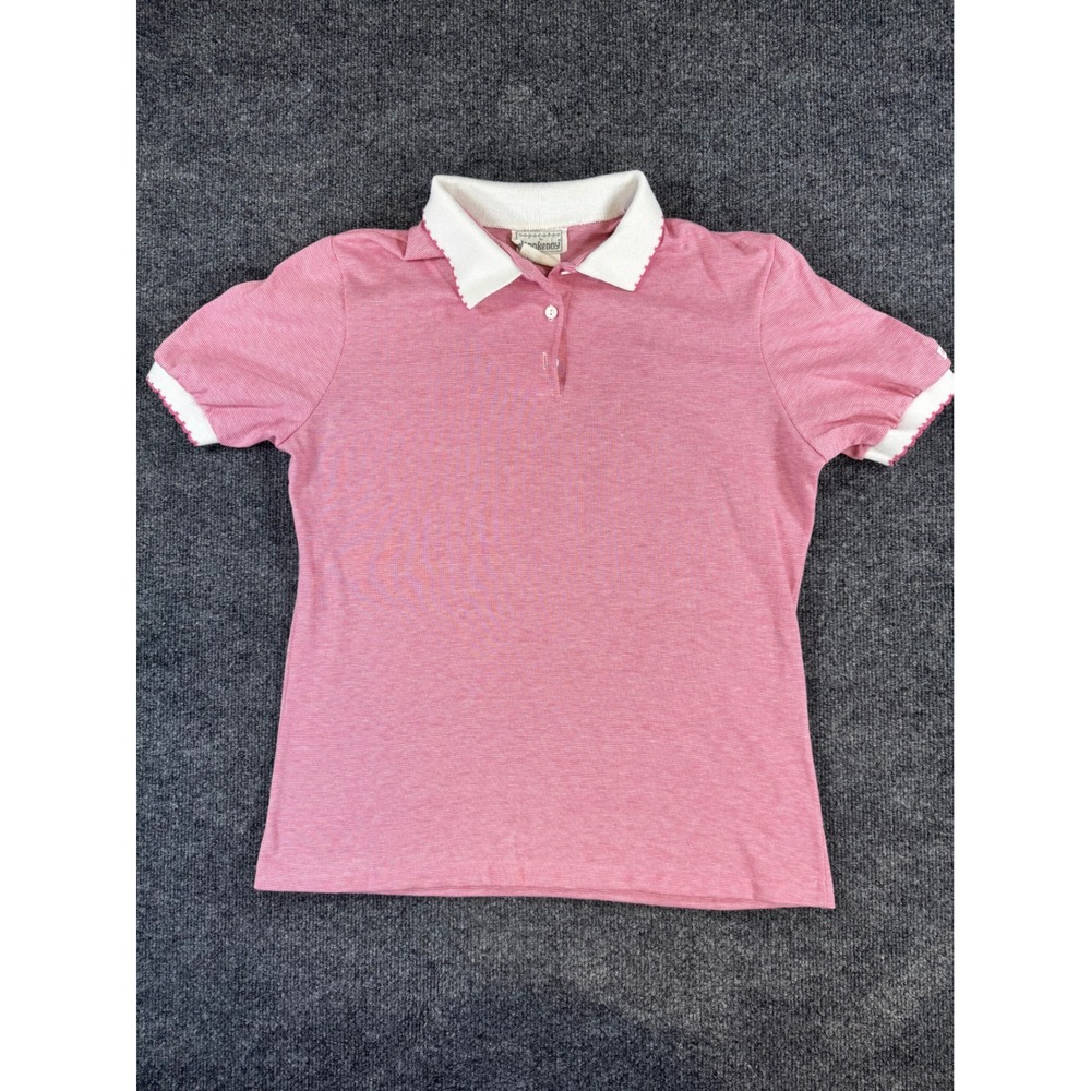 #89 Vintage 90s Donnkenny Pink Polo Womens Large Preppy Cottagecore